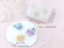 Molde silicona 3 flores rosas rococo